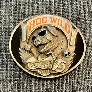 HOG WILD MOTORCYCLE 1994 BERGAMOT BELT BUCKLE